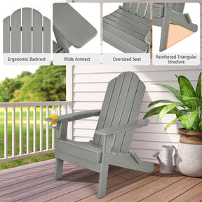 Folding Adirondack Chair with Cup Holder for Outdoor