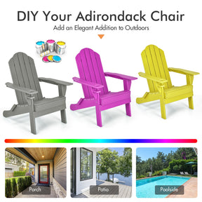 Folding Adirondack Chair with Cup Holder for Outdoor