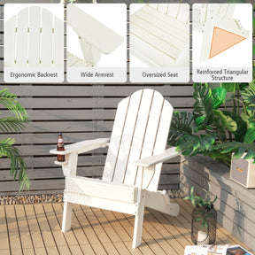 Folding Adirondack Chair with Cup Holder for Outdoor