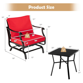 3 Piece Patio Rocking Chair Set with Coffee Table