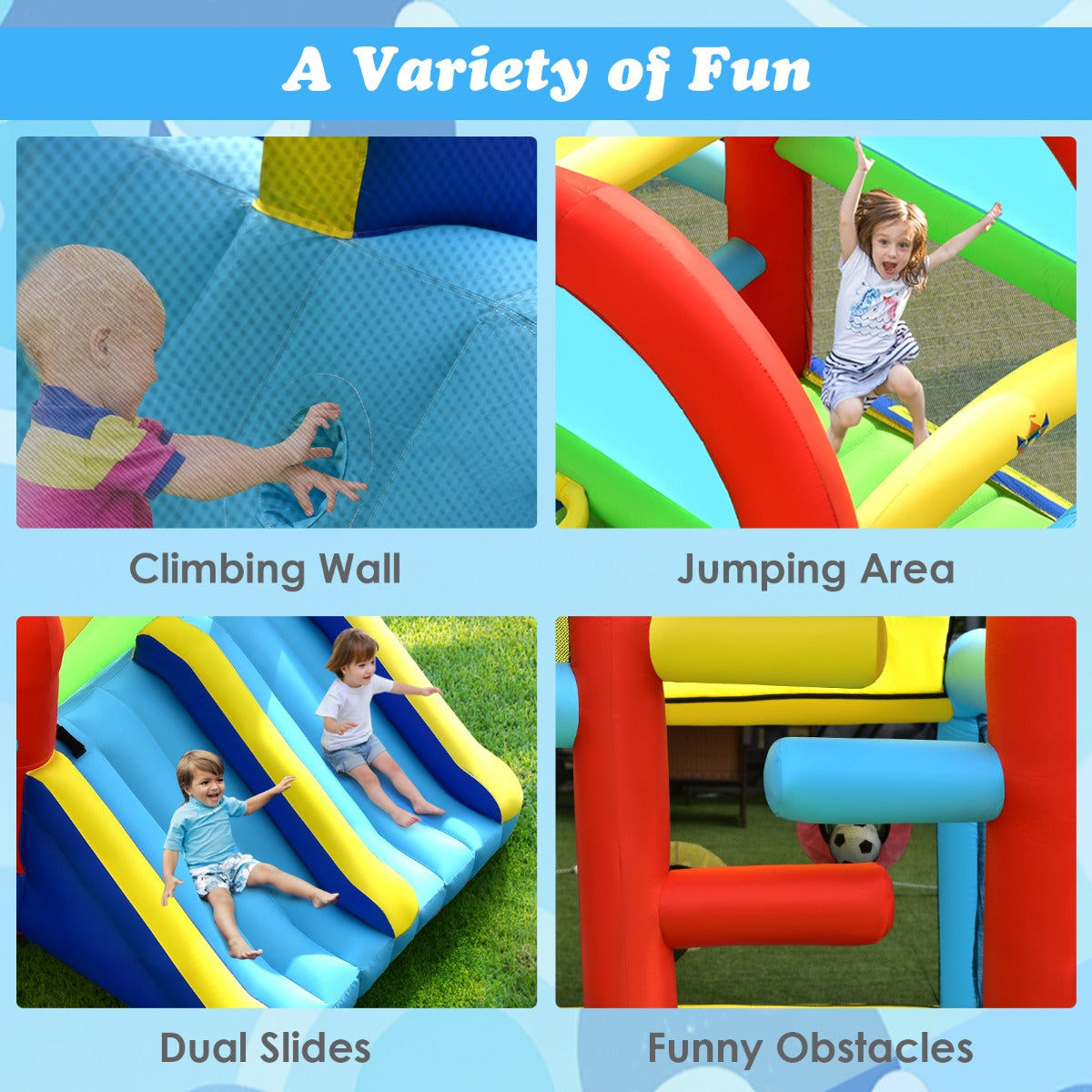 Inflatable Bounce House with Dual Slides and Jumping Area with 450W Blower