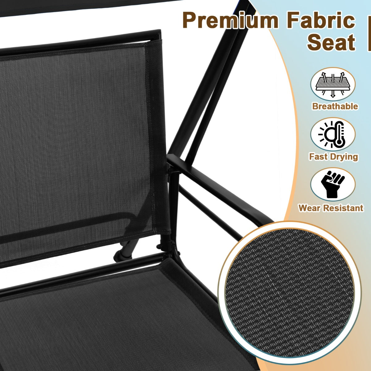 2-seat Outdoor Swing with Adjustable Canopy for Patio/Garden