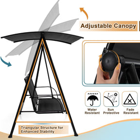 2-seat Outdoor Swing with Adjustable Canopy for Patio/Garden