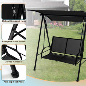 2-seat Outdoor Swing with Adjustable Canopy for Patio/Garden