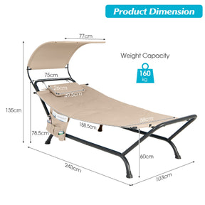 Patio Hanging Chaise Lounge Chair with Storage Bag