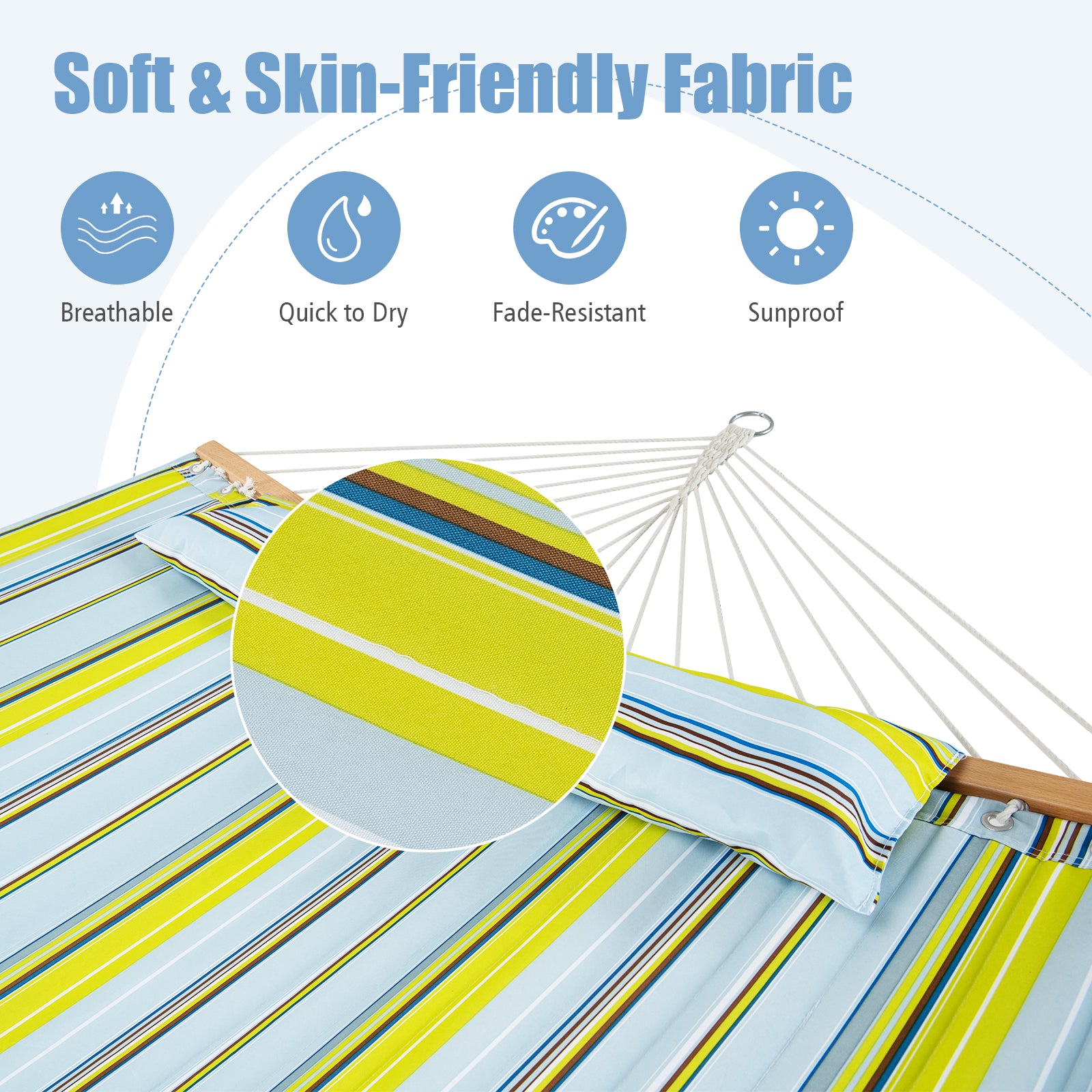 Outdoor Portable Quilted Fabric Hammock with Detachable Pillow (without Stand)