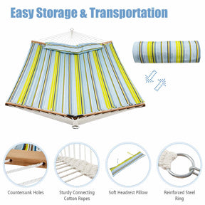 Outdoor Portable Quilted Fabric Hammock with Detachable Pillow (without Stand)