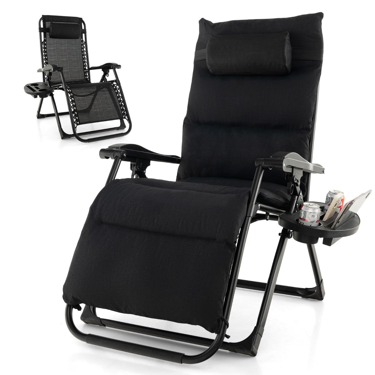 Adjustable Metal Zero Gravity Lounge Chair with Removable Cushion