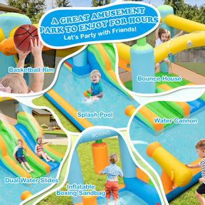 Inflatable Bounce House with Dual Slides for Kids Aged 3-10 Years (with Blower)