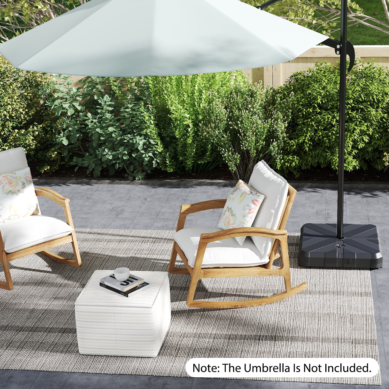 Weighted Offset Umbrella Base, Water & Sand Filled Heavy Duty Base with Cross Bracket & Cut-out Handles, Up to 80 kg