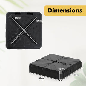 Weighted Offset Umbrella Base, Water & Sand Filled Heavy Duty Base with Cross Bracket & Cut-out Handles, Up to 80 kg
