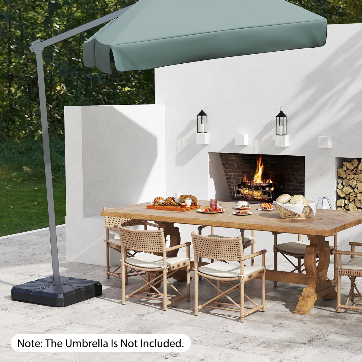 Weighted Offset Umbrella Base, Water & Sand Filled Heavy Duty Base with Cross Bracket & Cut-out Handles, Up to 80 kg