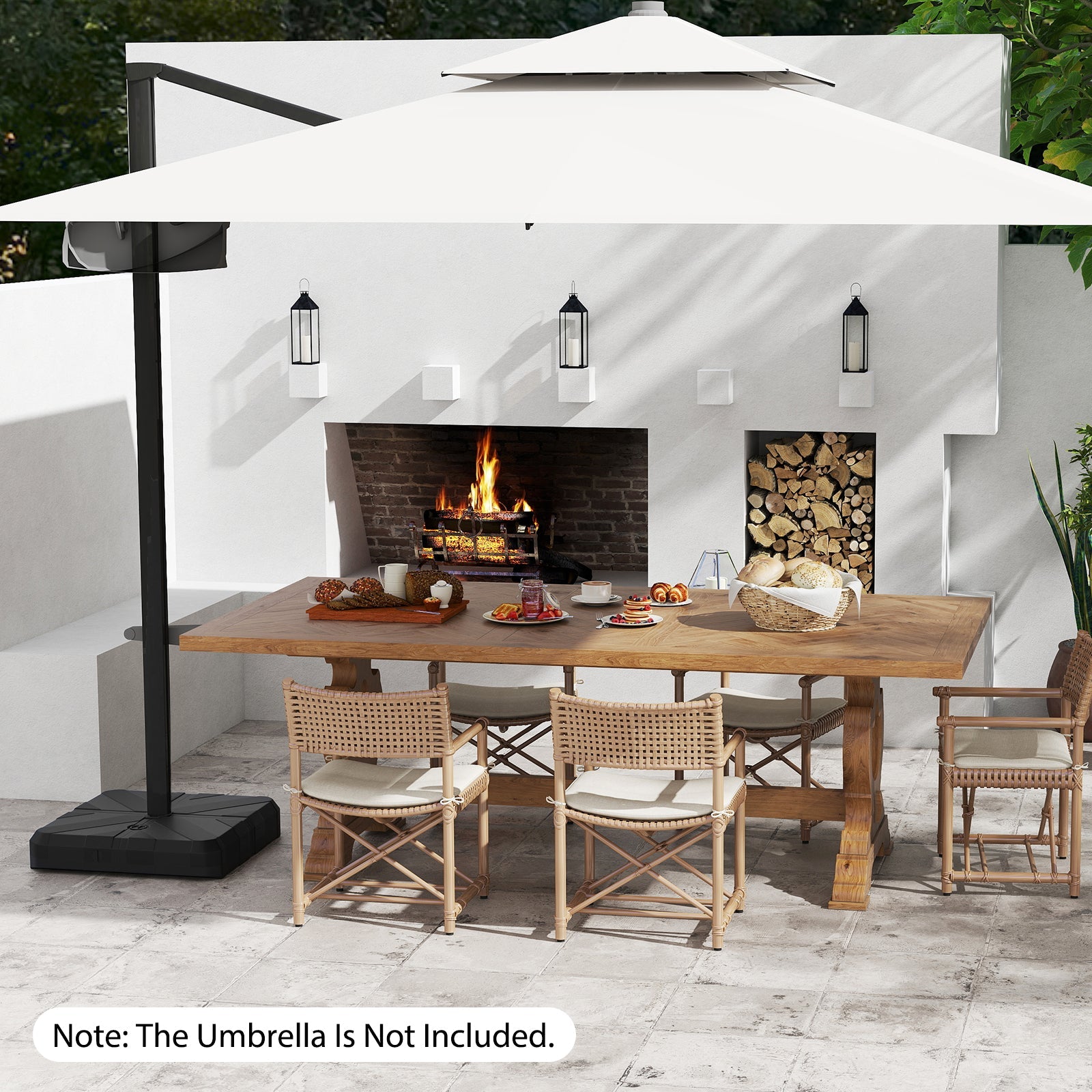 Weighted Offset Umbrella Base, Water & Sand Filled Heavy Duty Base with Cross Bracket & Cut-out Handles, Up to 80 kg