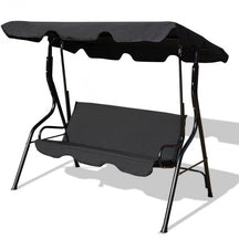 3 Seat Outdoor Patio Swing Chair Canopy Swing with Cushion and Steel Frame