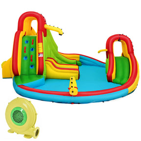 Hikidspace Inflatable Water Park Jumping Castle, Kids Jumping Bounce House w/ Large Splash Pool, Slides