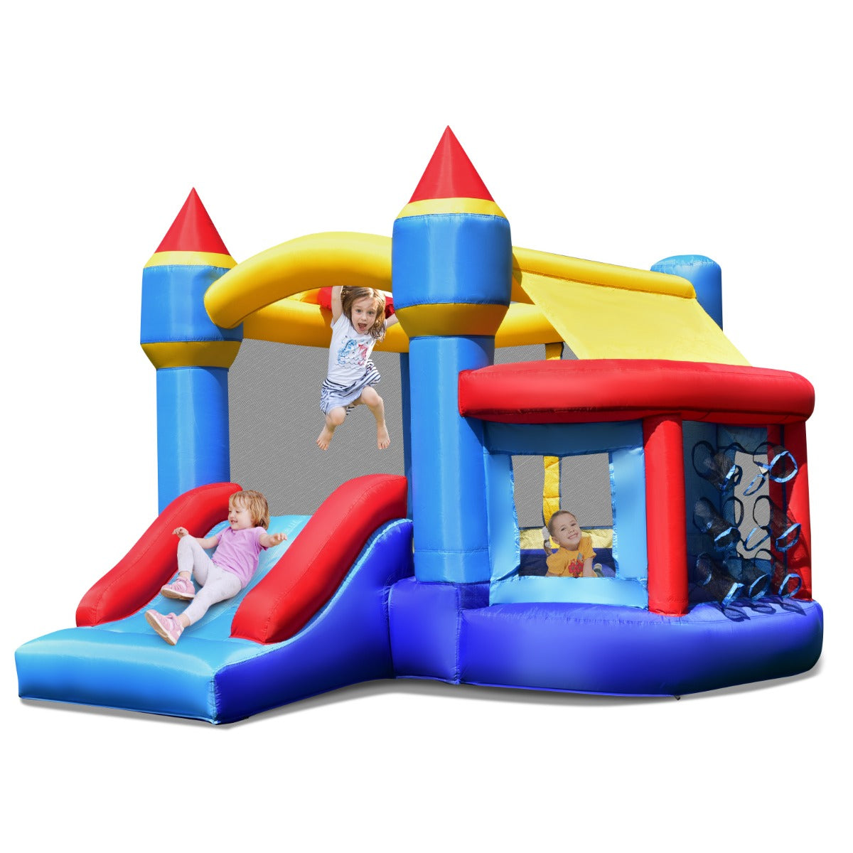 5-in-1 Inflatable Kids Jumping Castle Bouncer with Slide (No Blower)