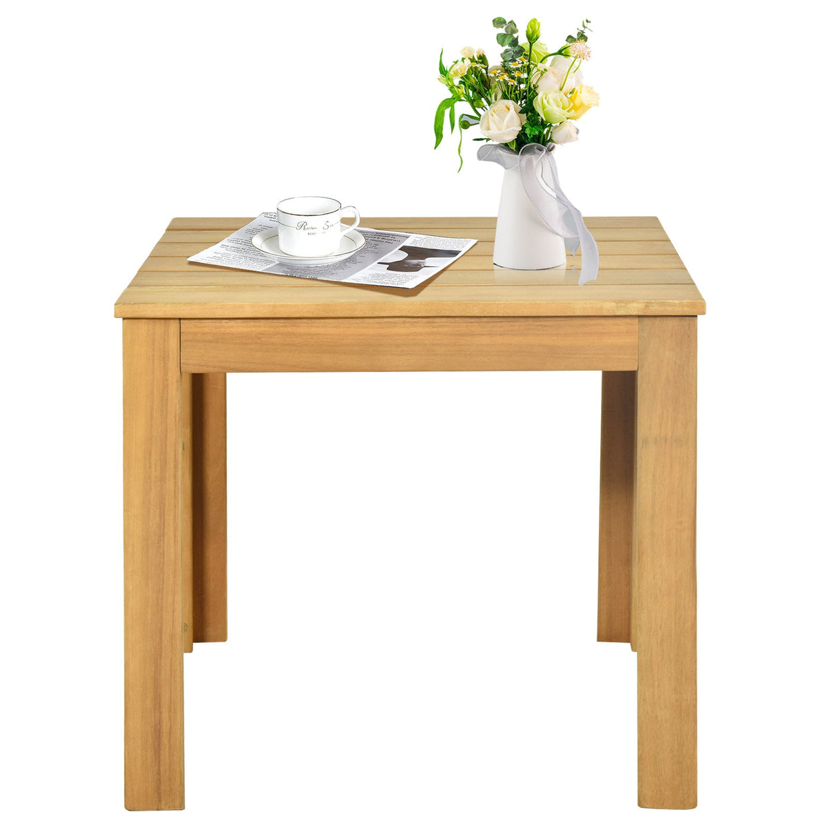 Wooden Square Side End Table Patio Coffee Bistro Table Indoor Outdoor