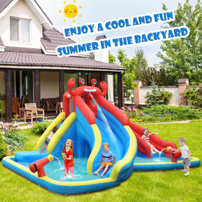 Inflatable Water Slide with Climbing Wall & Splash Pool (with 750W Air Blower)