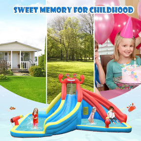 Inflatable Water Slide with Climbing Wall & Splash Pool (with 750W Air Blower)