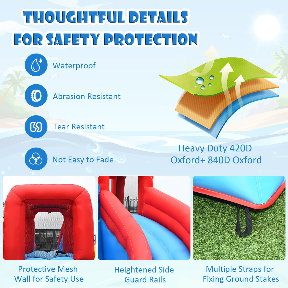 Inflatable Water Slide with Climbing Wall & Splash Pool (with 750W Air Blower)