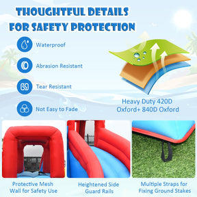 Inflatable Water Slide with Climbing Wall & Splash Pool (with 750W Air Blower)
