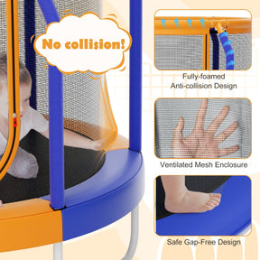 Recreational Trampoline with Heavy-duty Metal Frame for Kids