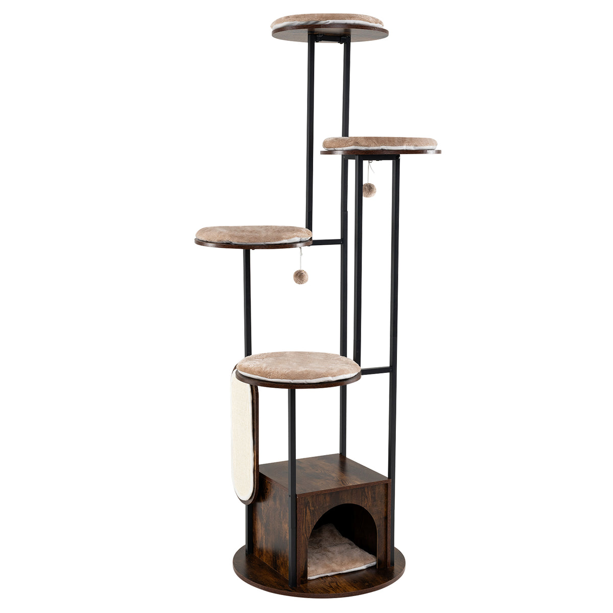 Modern Cat Tree Tower, 1.8m Tall Multi-Level Cat Condo with Top Perch