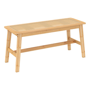 100cm Bamboo Dining Bench with Handwoven Rattan Seat
