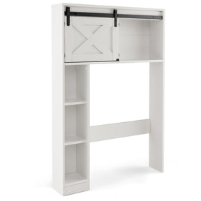 Over The Toilet Storage Cabinet with Sliding Barn Door and Shelves