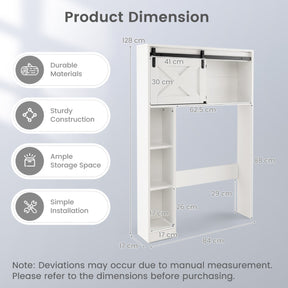 Over The Toilet Storage Cabinet with Sliding Barn Door and Shelves