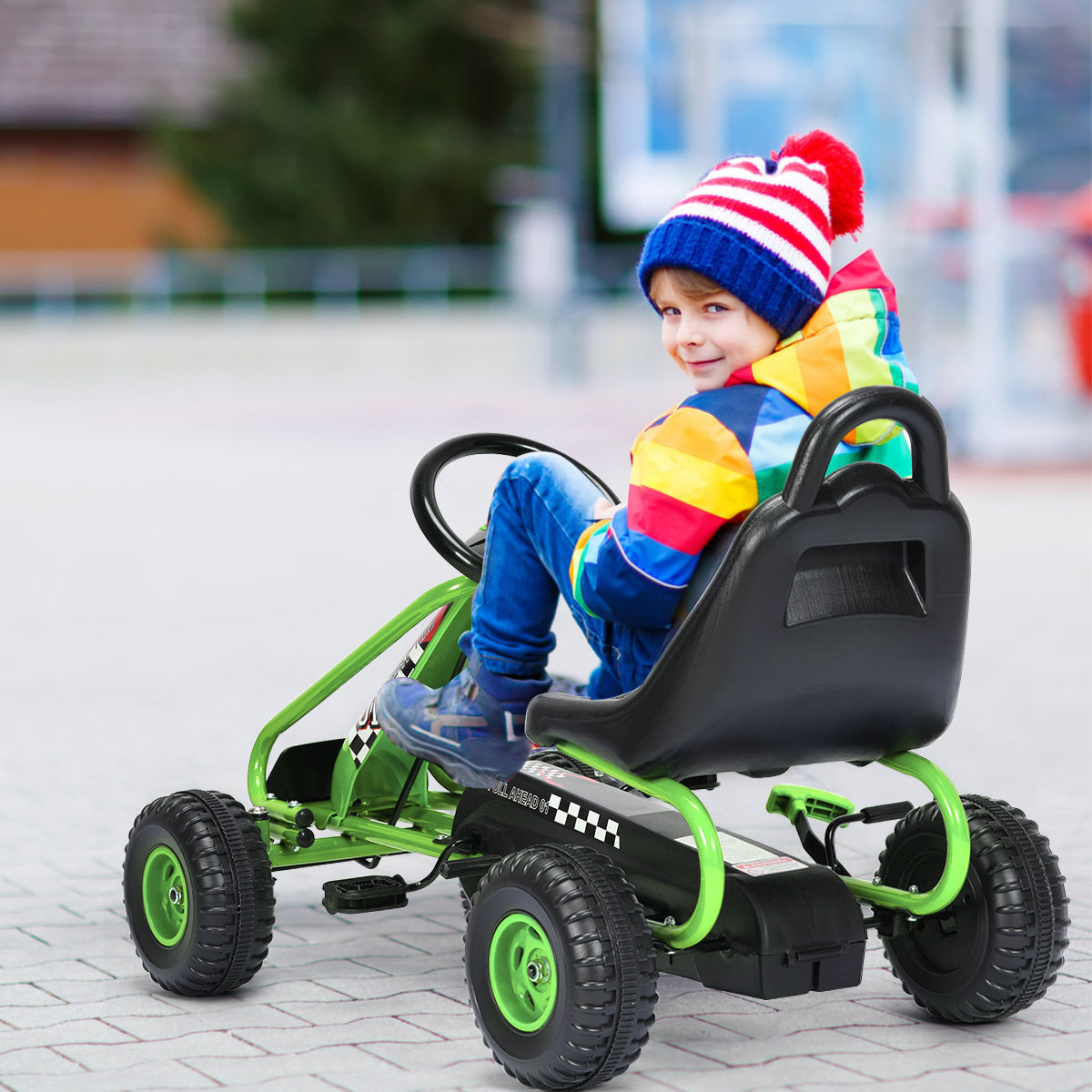 Kids Pedal Go Kart with Adjustable Seat and Handbrake