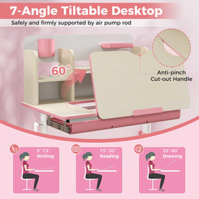 Height Adjustable Children Study Desk with Tilt Desktop for 3-12 Years Old