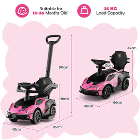 3-in-1 Licensed Lamborghini Ride on Push Car for Boys and Girls from 12 to 36 Months