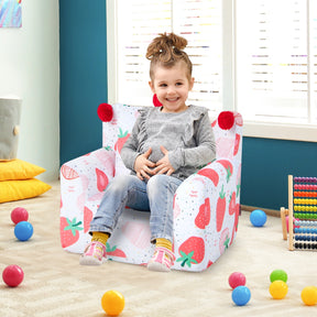 Dinosaur/Strawberry Toddler Couch with Ultra-Soft Velvet Cover for Kids