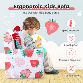 Dinosaur/Strawberry Toddler Couch with Ultra-Soft Velvet Cover for Kids