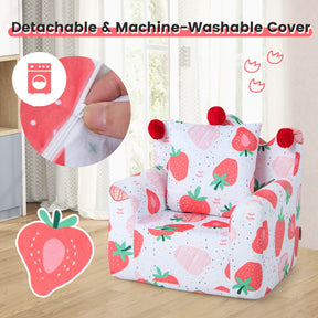 Dinosaur/Strawberry Toddler Couch with Ultra-Soft Velvet Cover for Kids