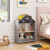 Playhouse Kids Bookshelf with Writable Chalkboard and Whiteboard