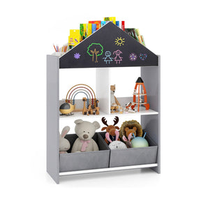 Playhouse Kids Bookshelf with Writable Chalkboard and Whiteboard