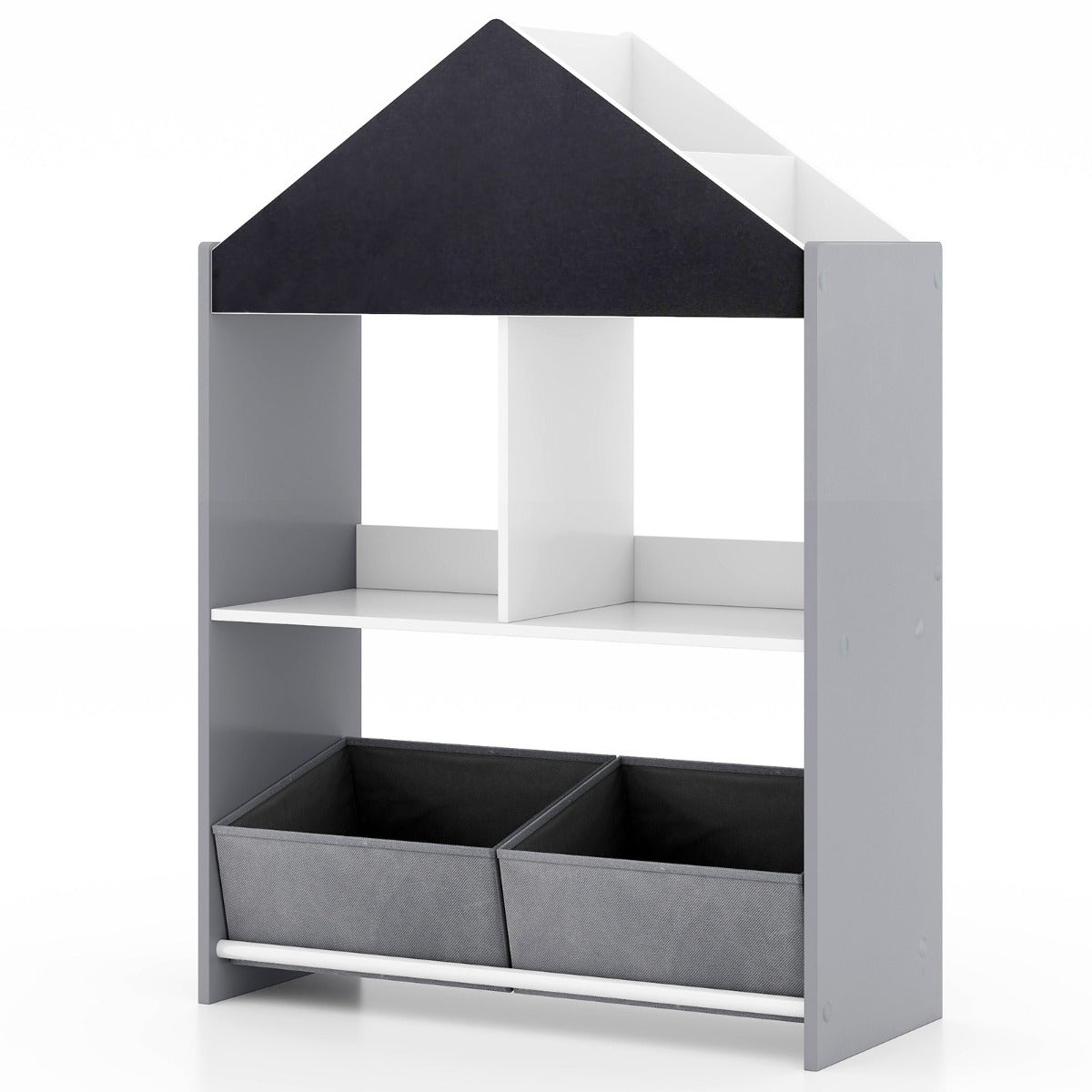 Playhouse Kids Bookshelf with Writable Chalkboard and Whiteboard