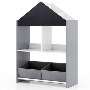 Playhouse Kids Bookshelf with Writable Chalkboard and Whiteboard