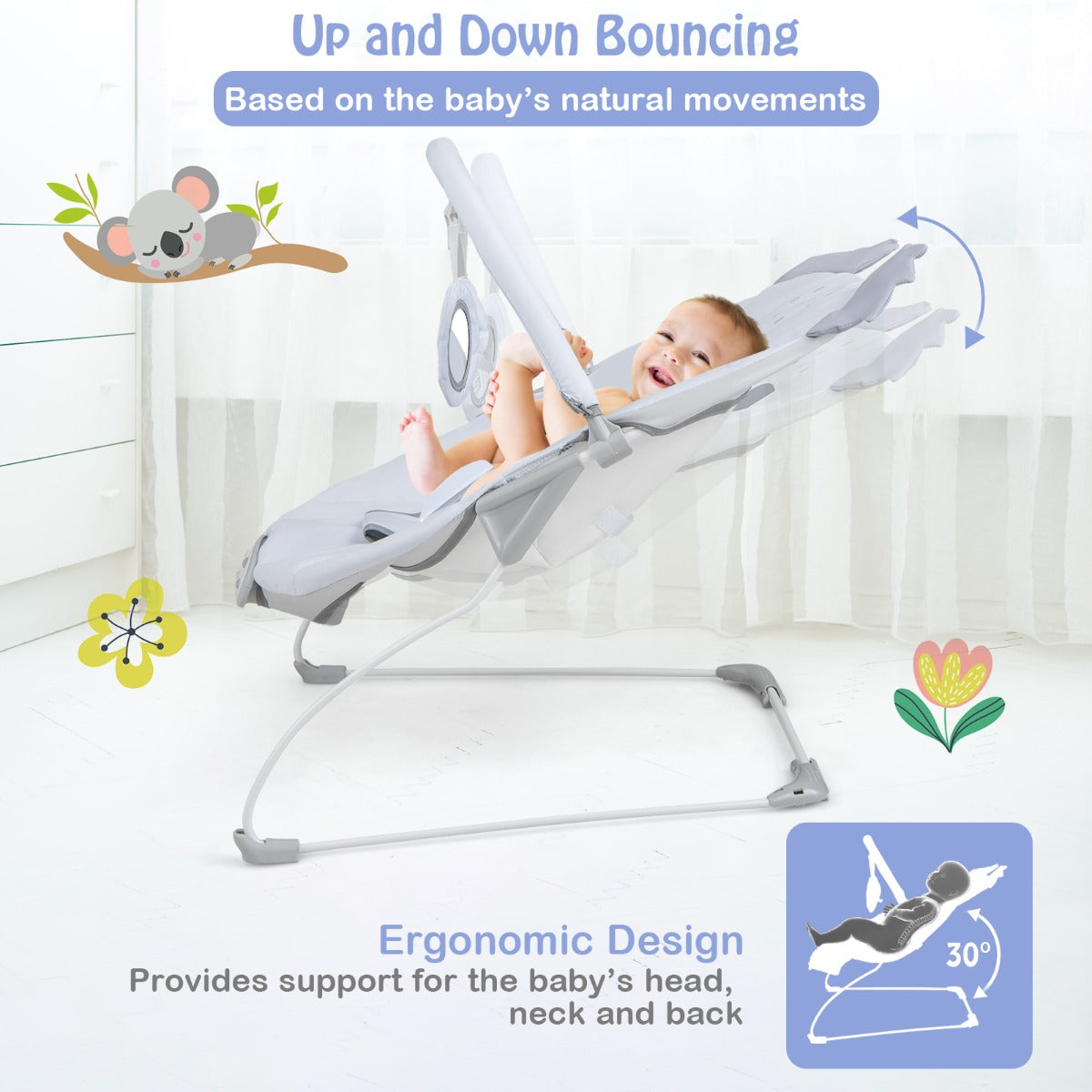 Infant Rocker Seat with Detachable Toy Bar for Babies