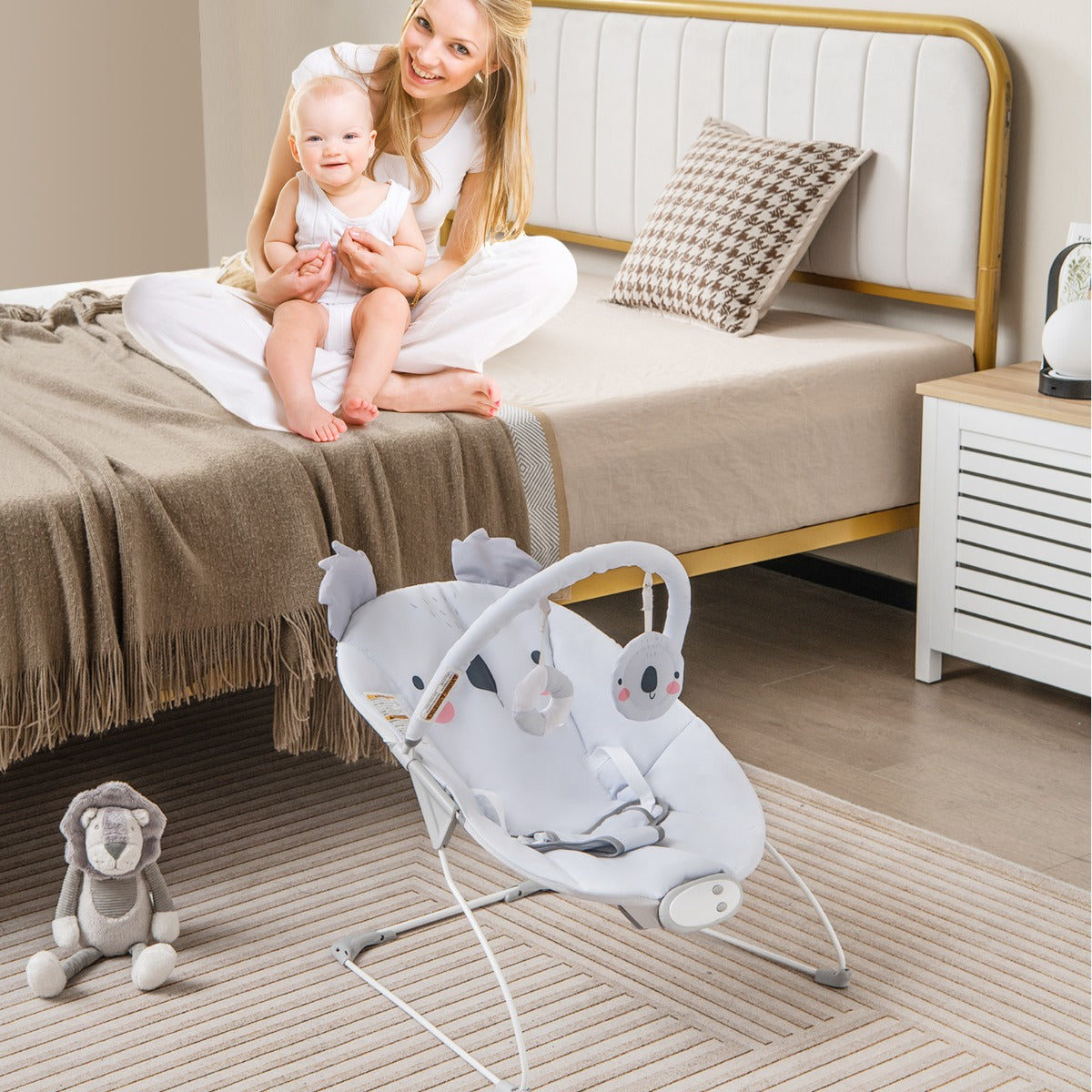 Infant Rocker Seat with Detachable Toy Bar for Babies