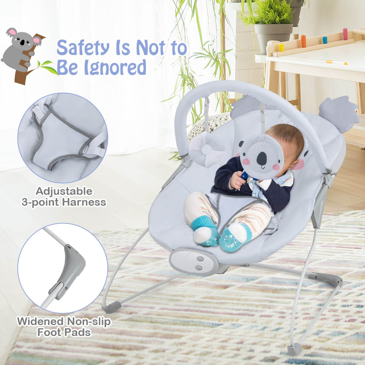 Infant Rocker Seat with Detachable Toy Bar for Babies