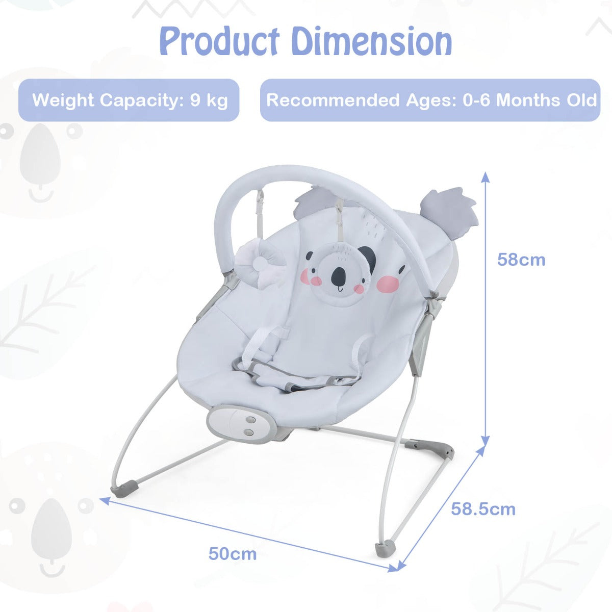 Infant Rocker Seat with Detachable Toy Bar for Babies