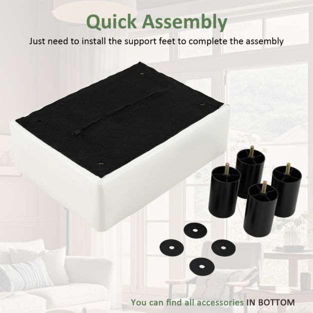 PU Leather Footrest with Storage for Living Room and Bedroom