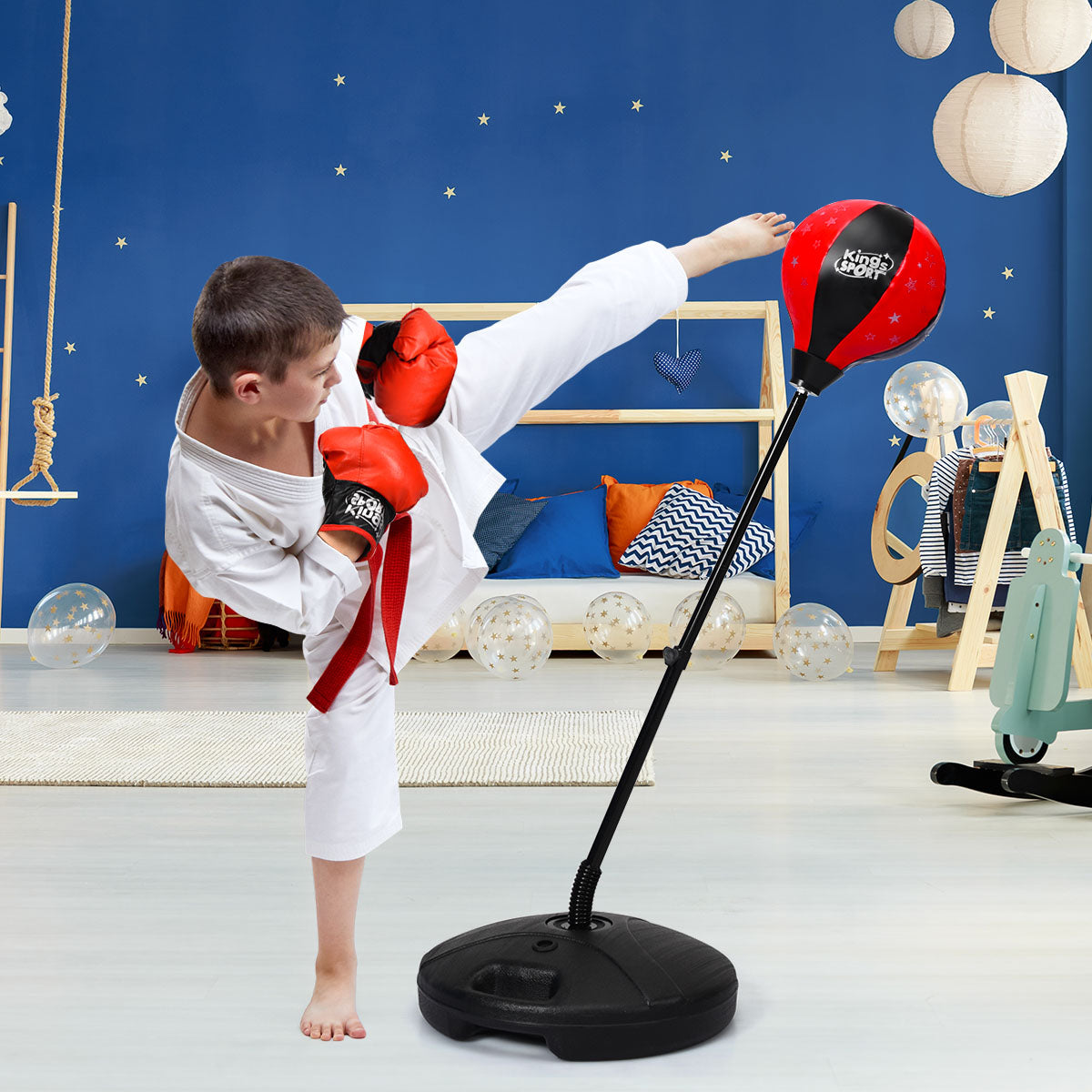 81cm-117cm Height Adjustable Punching Ball Set with Large Capacity Base
