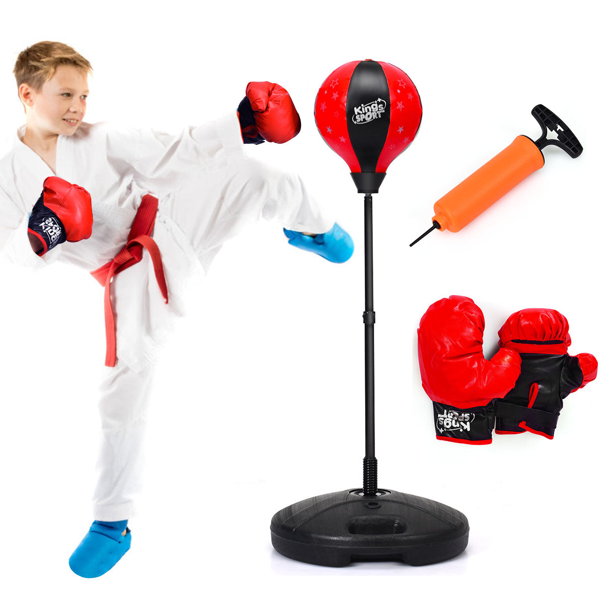 81cm-117cm Height Adjustable Punching Ball Set with Large Capacity Base