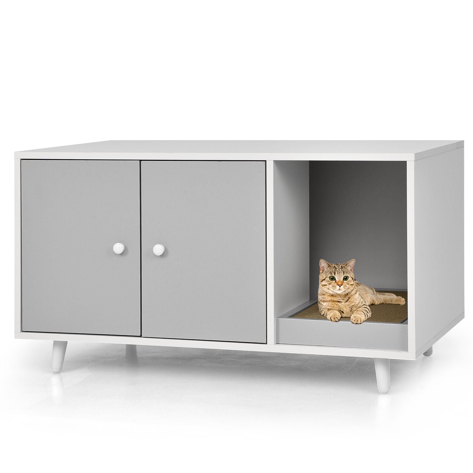 Cat Litter Box Enclosure with Divider for Large Cat & Kitty