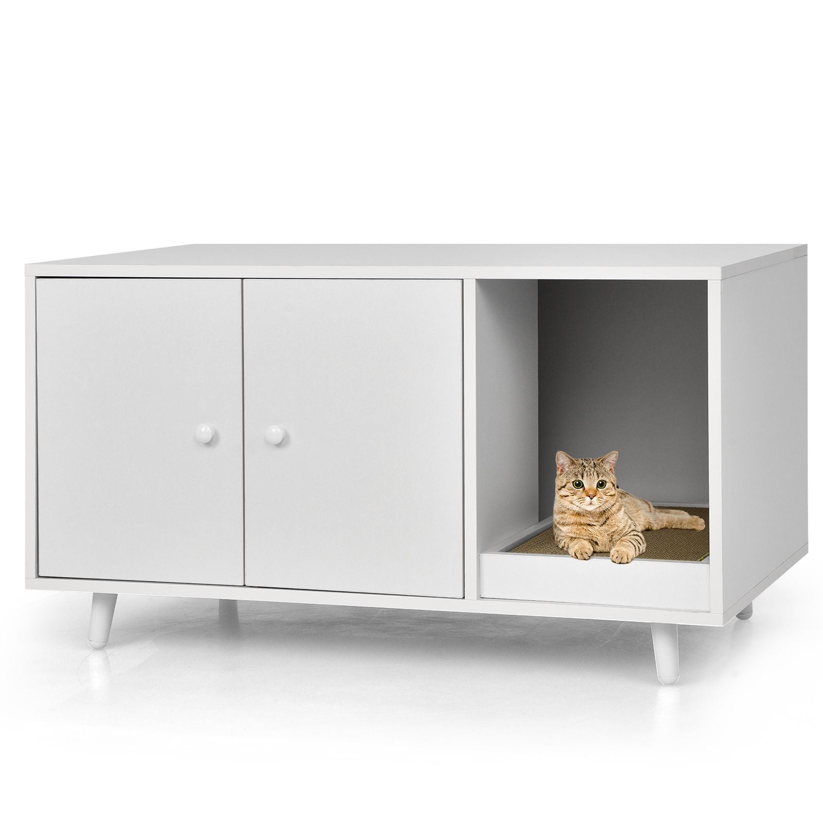 Cat Litter Box Enclosure with Divider for Large Cat & Kitty
