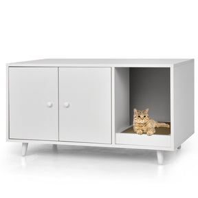 Cat Litter Box Enclosure with Divider for Large Cat & Kitty